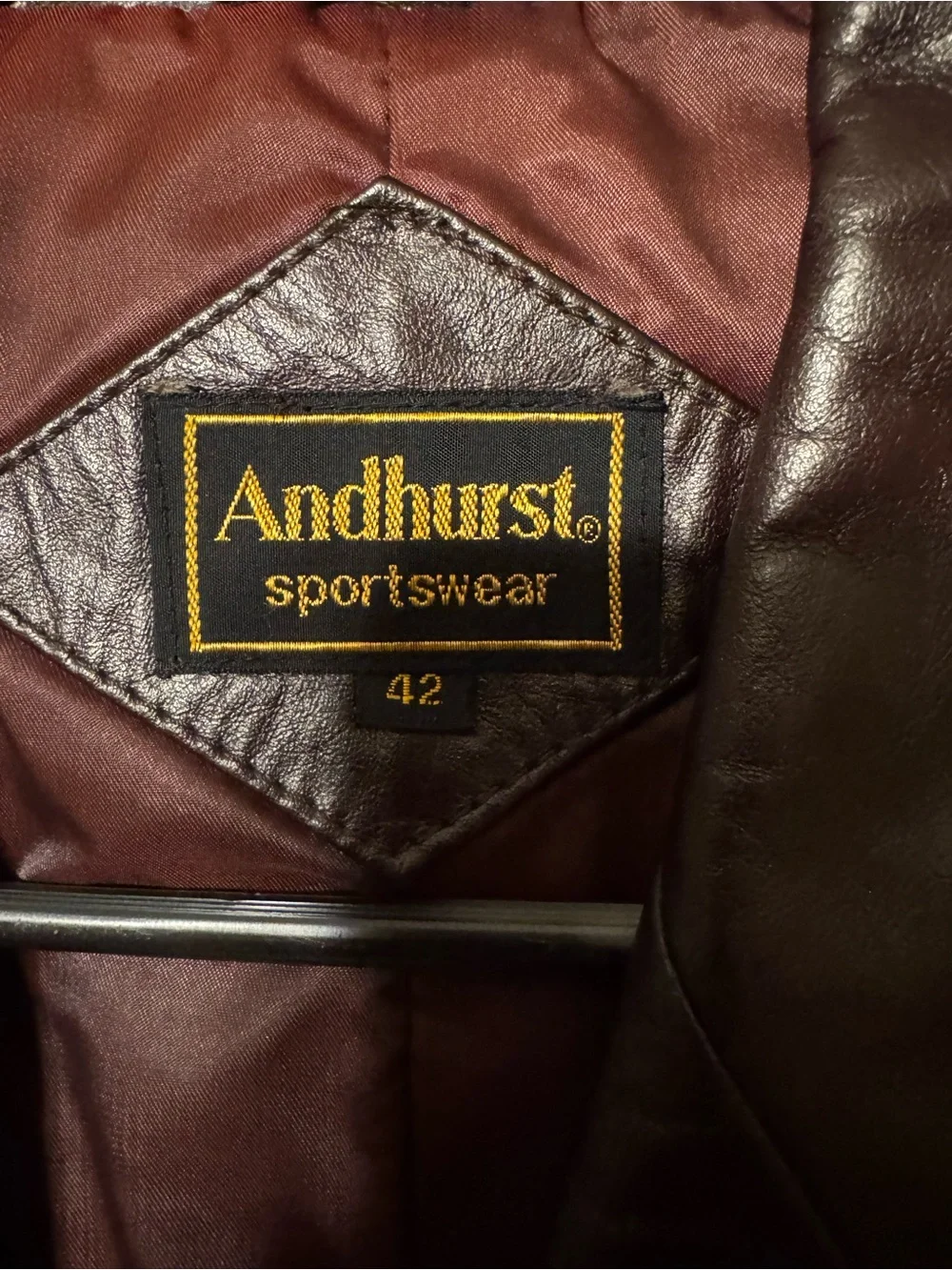 Vintage Andhurst Men's Brown Leather Blazer Jacket Lined Button Closure Size 42